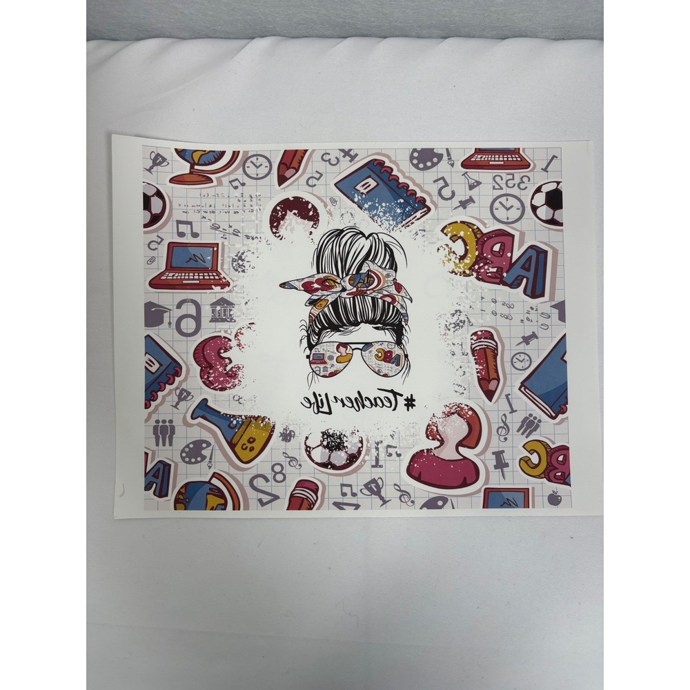 Lot of 15 Sublimation Heat Transfer Sheets  20oz Tumbler Assorted Teacher Beach